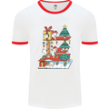 Christmas Cat House Funny Winter Xmas Mens Ringer T-Shirt White/Red