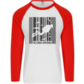 Scuba Barcode Diving Diver Dive Funny Mens L/S Baseball T-Shirt White/Red