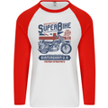 Motorcycle Superbike Birmingham U.K. Biker Mens L/S Baseball T-Shirt White/Red