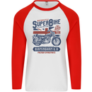 Motorcycle Superbike Birmingham U.K. Biker Mens L/S Baseball T-Shirt White/Red