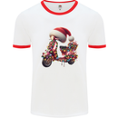 Christmas Scooter Xmas Hat MOD Moped Mens Ringer T-Shirt White/Red