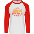 Coming Soon New Baby Pregnancy Pregnant Mens L/S Baseball T-Shirt White/Red