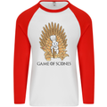 Game of Scones Funny Movie Parody GOT Mens L/S Baseball T-Shirt White/Red