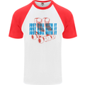 Roller Skating Just Roll With It Boots Mens S/S Baseball T-Shirt White/Red