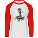 Microphone Tree Music Singing Singer Mens L/S Baseball T-Shirt White/Red