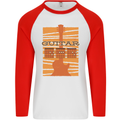 Guitar Bass Electric Acoustic Player Music Mens L/S Baseball T-Shirt White/Red