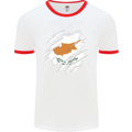 Torn Cyprus Flag Cypriot Day Football Mens Ringer T-Shirt White/Red