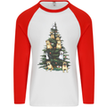 Funny Dog Christmas Tree Mens L/S Baseball T-Shirt White/Red