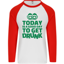 Good Day to Get Drunk St. Patrick's Day Mens L/S Baseball T-Shirt White/Red