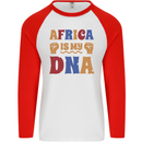 Africa is My DNA Juneteenth Black Lives Matter Mens L/S Baseball T-Shirt White/Red
