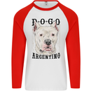 A Dogo Argentino Dog Mens L/S Baseball T-Shirt White/Red