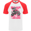 Braaap Awesome Motocross MotoX Dirt Bike Female Mens S/S Baseball T-Shirt White/Red