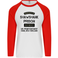 Property of Shawshank Prison Movie 90's Mens L/S Baseball T-Shirt White/Red