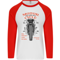 850cc Motor Race Biker Motorcycle Motorbike Mens L/S Baseball T-Shirt White/Red