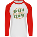 Irish Drinking Team Funny St. Patricks Day Mens L/S Baseball T-Shirt White/Red