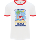 Christmas in July Summer Santa Clause Beach Mens Ringer T-Shirt White/Red