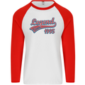 Legend Since 28th Birthday 1995 Mens L/S Baseball T-Shirt White/Red