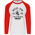 Mick's Gym Boxing Boxer Movie Mens L/S Baseball T-Shirt White/Red