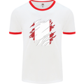 Torn Peru Flag Peruvian Day Football Mens Ringer T-Shirt White/Red