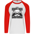 I Can't Hear You Im Gaming Funny Gamer Mens L/S Baseball T-Shirt White/Red