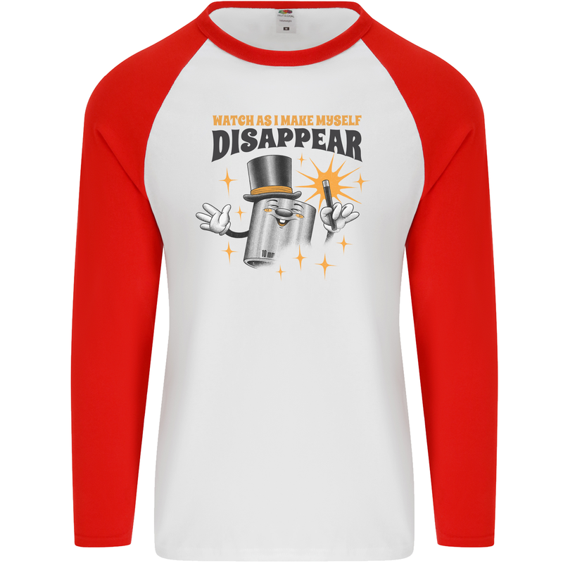 Funny Socket Mechanic DIY Tradesman Tools Mens L/S Baseball T-Shirt White/Red