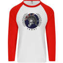 Australian Bodybuilding Flag Gym Training Spartan Mens L/S Baseball T-Shirt White/Red