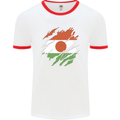 Torn Niger Flag Nigerien Day Football Mens Ringer T-Shirt White/Red