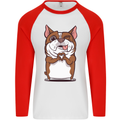 A Cute Dog With a Heart Sign Mens L/S Baseball T-Shirt White/Red