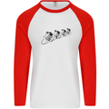 Cycling Peloton Cyclist Bicycle Mens L/S Baseball T-Shirt White/Red