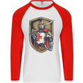 Knights Templar England St Georges Day Mens L/S Baseball T-Shirt White/Red