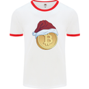 Christmas Bitcoin Wearing a Christmas Hat Crypto Mens Ringer T-Shirt White/Red