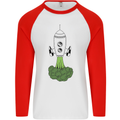 Smoked Broccoli Mens L/S Baseball T-Shirt White/Red