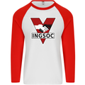 INGSOC George Orwell English Socialism 1994 Mens L/S Baseball T-Shirt White/Red