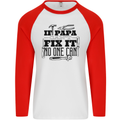 If Papa Cant Fix It Fathers Day Tradesman Mens L/S Baseball T-Shirt White/Red