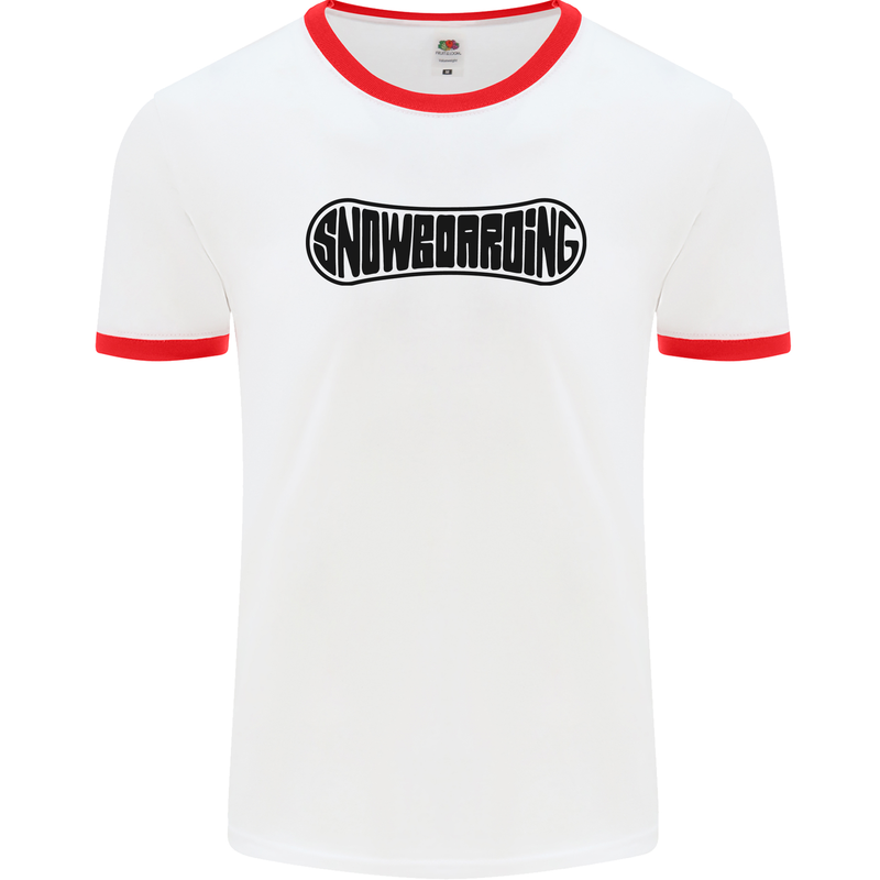 Snowboarding Snow Board Snowboarder Mens Ringer T-Shirt White/Red