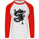 Ink Dragon Tattoo Mens L/S Baseball T-Shirt White/Red