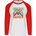 Christmas Gamer Funny Gaming Joypad Mens L/S Baseball T-Shirt White/Red