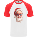 Cool Santa Summer Christmas Vibes Mens S/S Baseball T-Shirt White/Red