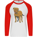 French Mastiff Dogue Bordeaux Dog Mens L/S Baseball T-Shirt White/Red