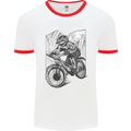 Downhill Mountain Biking DH Bike Cycling Mens Ringer T-Shirt White/Red