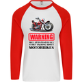 Start Talking About Motorbikes Motorcycle Mens L/S Baseball T-Shirt White/Red