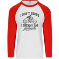 I Don't Snore Motorbike Biker Motorcycle Mens L/S Baseball T-Shirt White/Red