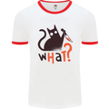 What? Funny Murderous Black Cat Halloween Mens Ringer T-Shirt White/Red