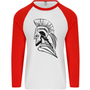 Spartan Helmet Training Bodybuilding MMA Mens L/S Baseball T-Shirt White/Red