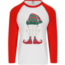 The Vegan Elf Funny Christmas Xmas Mens L/S Baseball T-Shirt White/Red