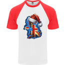 Christmas Great Britain UK Union Jack Xmas Flag Mens S/S Baseball T-Shirt White/Red