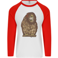 A Funny Owl Mens L/S Baseball T-Shirt White/Red