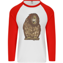 A Funny Owl Mens L/S Baseball T-Shirt White/Red