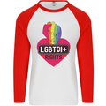 LGBTQI+ Rights Gay Pride Awareness LGBT Mens L/S Baseball T-Shirt White/Red