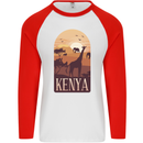 Kenya Safari Mens L/S Baseball T-Shirt White/Red